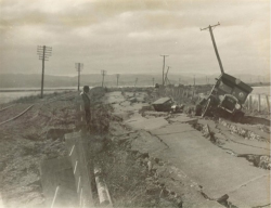 Earthquake damage to road and rail in the Hastings District 1931